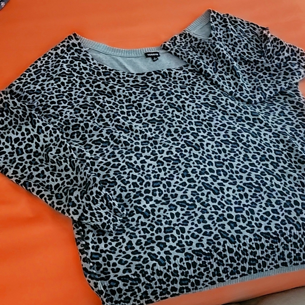 Animal print sweater blouse